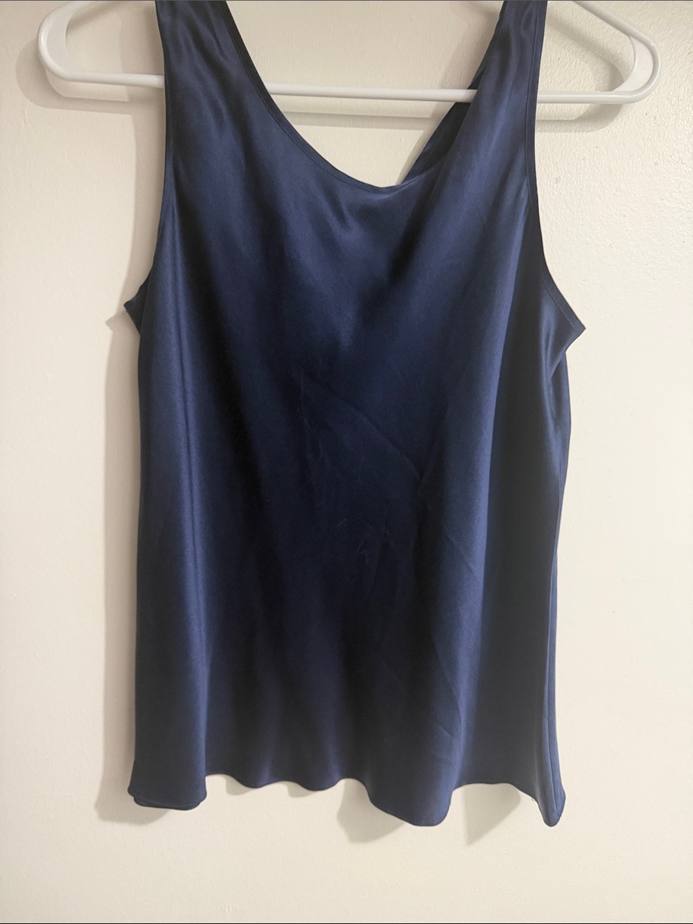Lord & Taylor Navy Satin Scoop Neck Tank